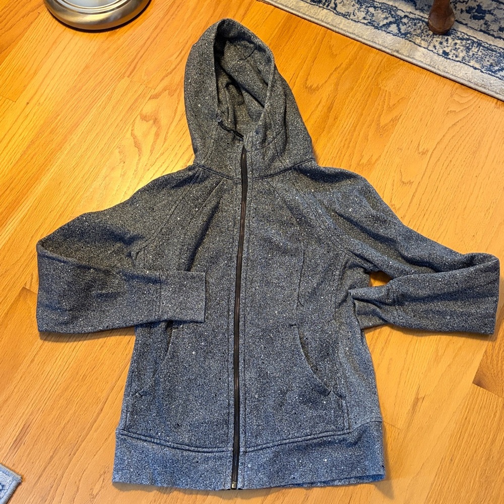 Lululemon Scuba Hoodie *Light Cotton Fleece night view white black sz 10 LW4AWPS